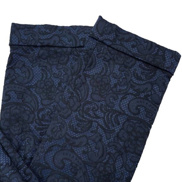 BCBGMAXAZRIA Allen Floral Slim Pant Sz 2 Dark Navy - Picture 7 of 7